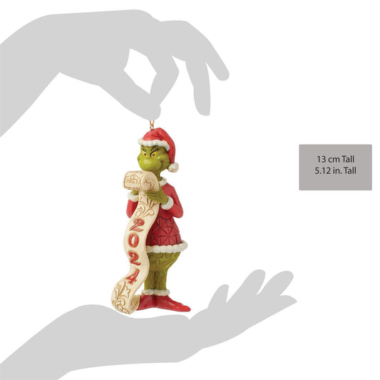 Dated 2024 Grinch Holding List Ornament