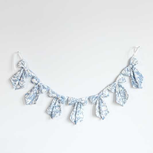 Baby Blue Toile Bow Garland