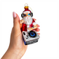 DJ Santa Spinning Christmas Party Glass Ornament, Headphones and Music Star Hipster Tree Decor