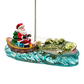 Santa's Fishing Adventure Glass Christmas Ornament