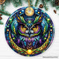 Mysterious Owl Stained Glass Style Ceramic Ornament
