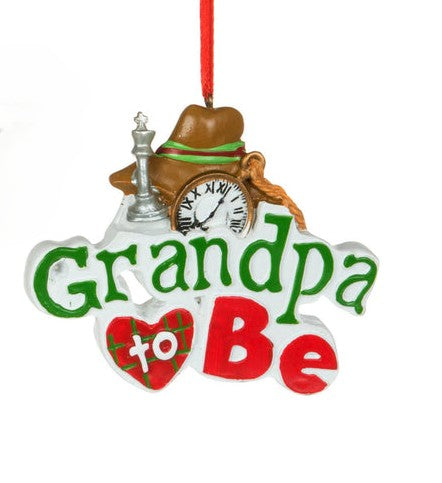 2 Asstd 3.5" Grandma to Be and Grandpa to Be Ornaments