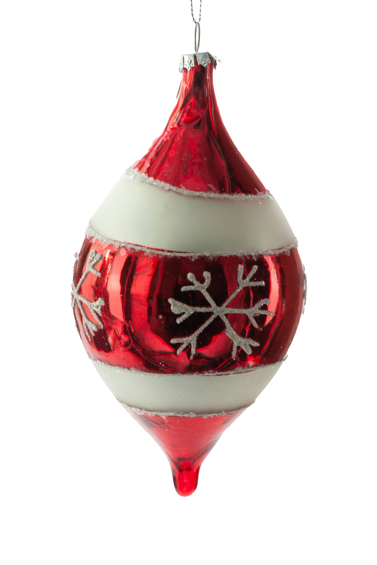 Red/Silver Snowflake Ornament with Glitter