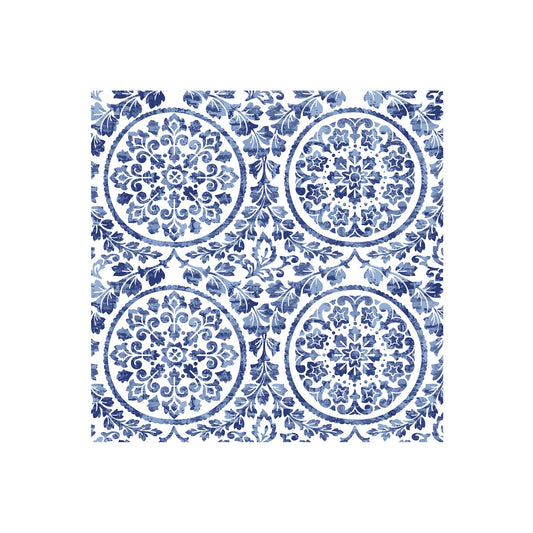 Medallion Printed Lunch Napkin 20Pk Blue