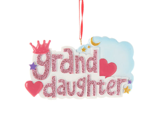 Granddaughter Sparkle Crown and Hearts Ornament