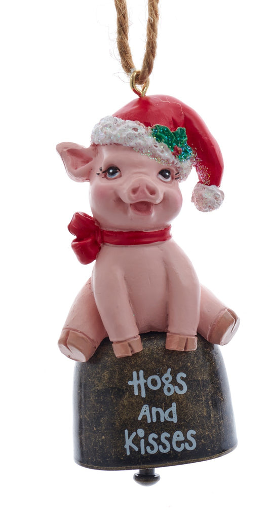 Calf & Piglet Farm Bell Ornaments, 2 Assorted