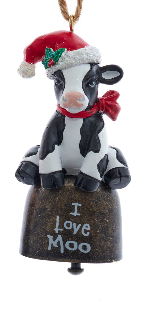Calf & Piglet Farm Bell Ornaments, 2 Assorted