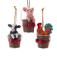 Farm Animals In Bucket Ornaments, 3 Assorted