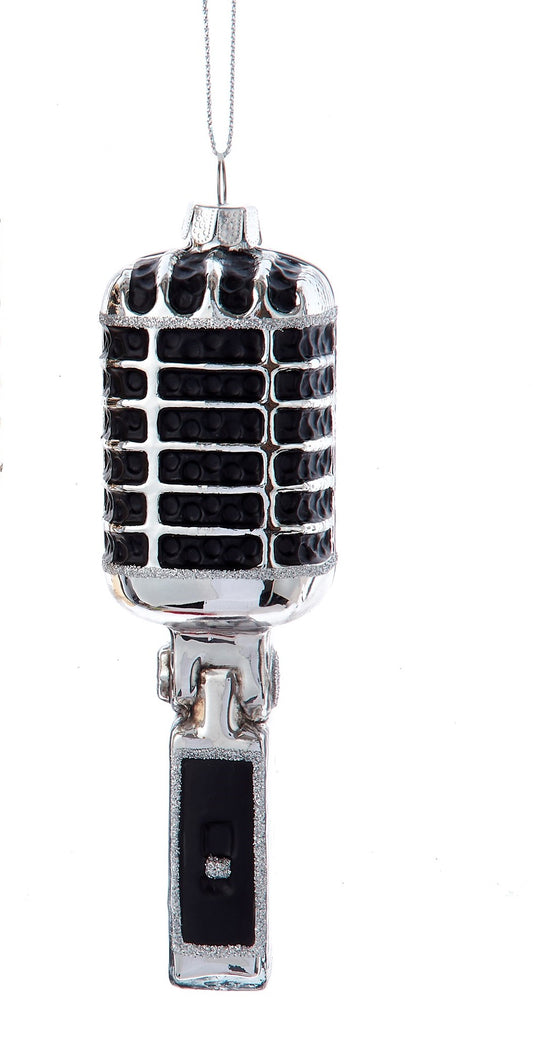 Glass Silver Microphone Ornament