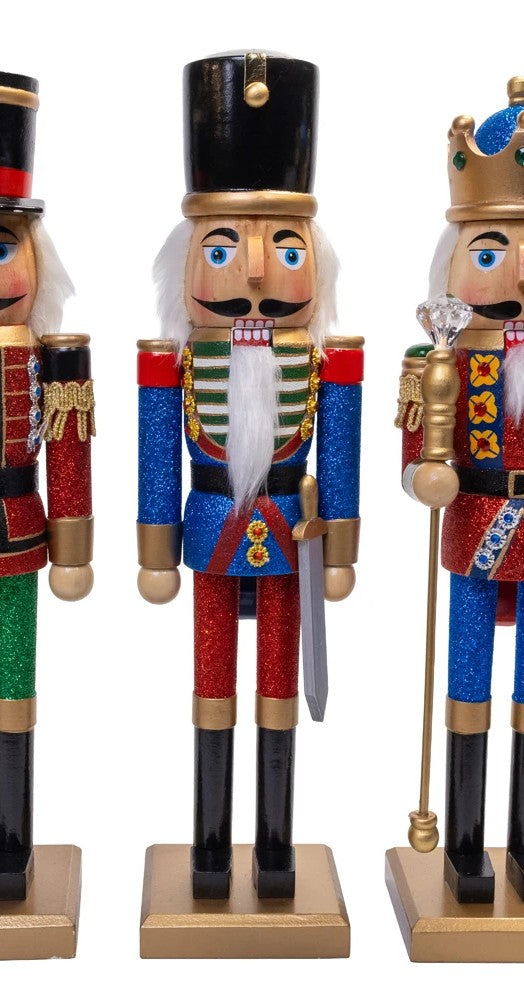15" Red, Green & Blue Nutcrackers, 3 Assorted   Kurt Adler