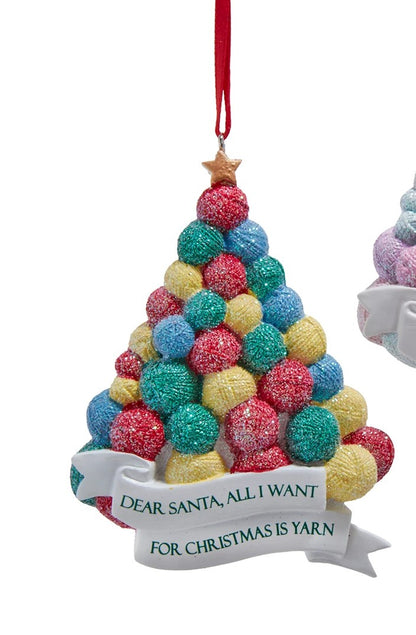Multicolor Yarn Tree With Sayings Ornaments, 2 Assorted