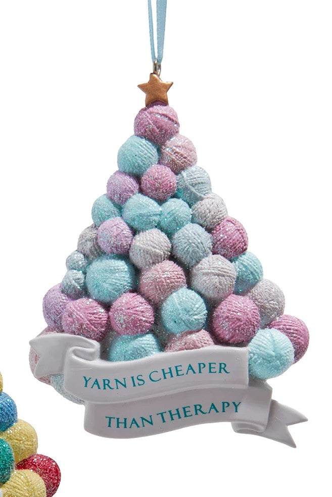 Multicolor Yarn Tree With Sayings Ornaments, 2 Assorted