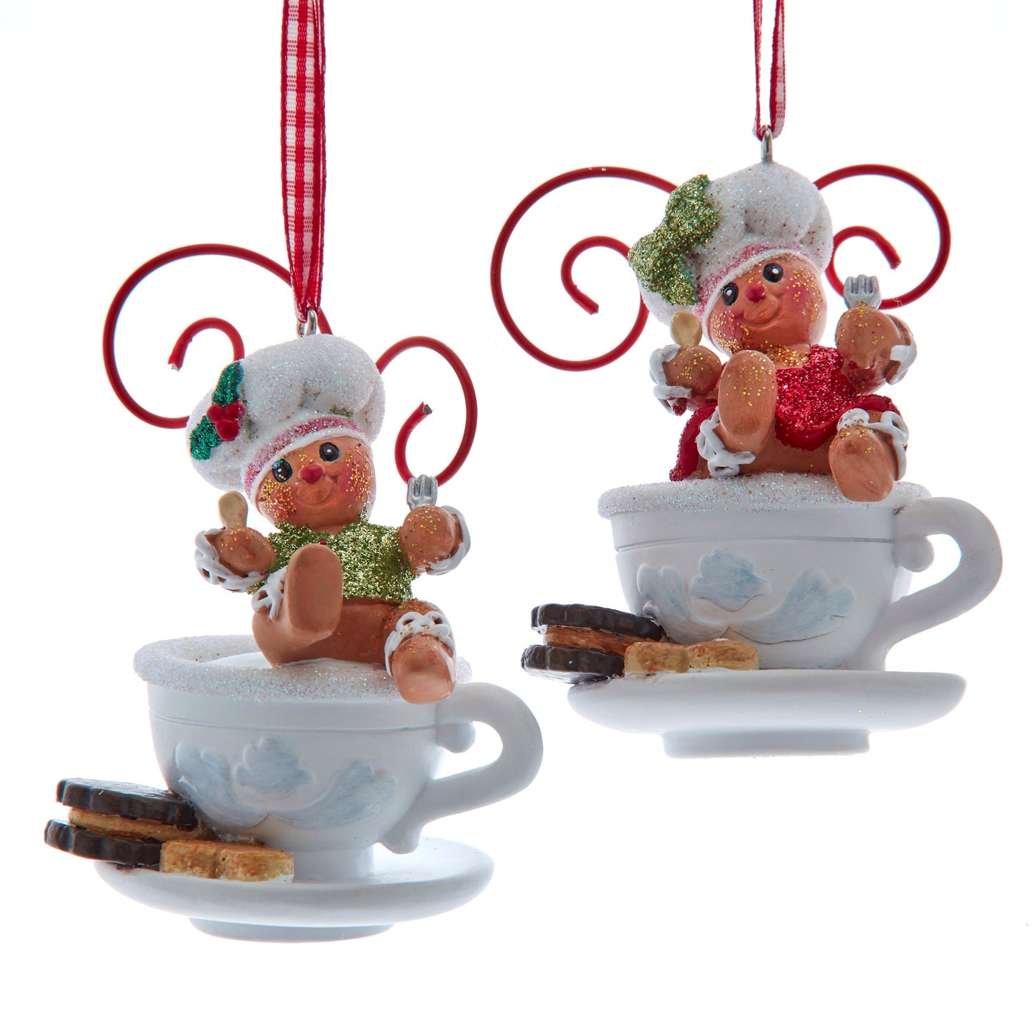 Gingerbread Boy & Girl On Cup Ornaments, 2 Assorted