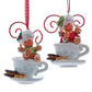 Gingerbread Boy & Girl On Cup Ornaments, 2 Assorted