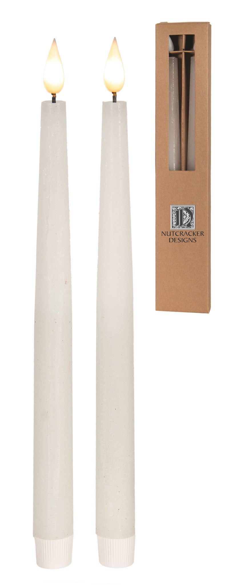 White Led Taper Candles. (Set of 2)