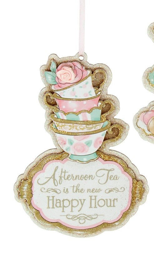 Tea Party Ornaments, 3 Assorted