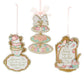 Tea Party Ornaments, 3 Assorted