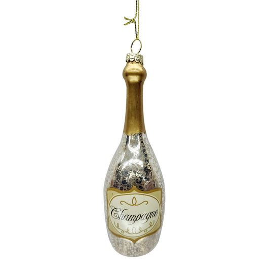 GLASS CHAMPAGNE BOTTLE ORNAMENT