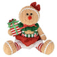 PLUSH GINGERBREAD GIRL SITTING 9″ W/GIFT RED/BROWN