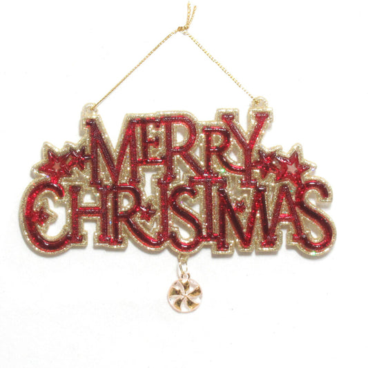 RED CLEAR/GOLD “MERRY CHRISTMAS ” 4″X6″ W/ CANDY & GLITTER