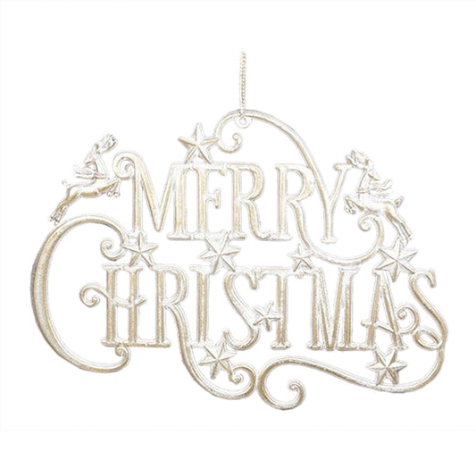 WHITE / GOLD MERRY CHRISTMAS SIGN 5″