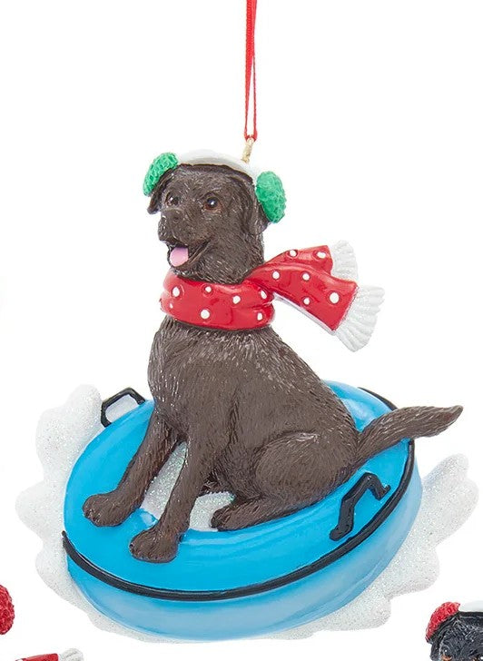 Labrador Retriever On Snow Tube Ornament