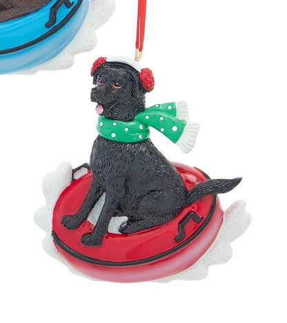 Labrador Retriever On Snow Tube Ornament