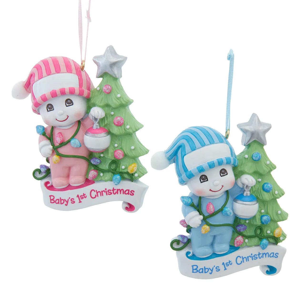 "Baby's 1st Christmas" Snow Kid With Decorated Tree Ornament For Personalization