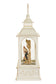 NEW-Musical White Led Lantern Snow Globe With Nativity Scene