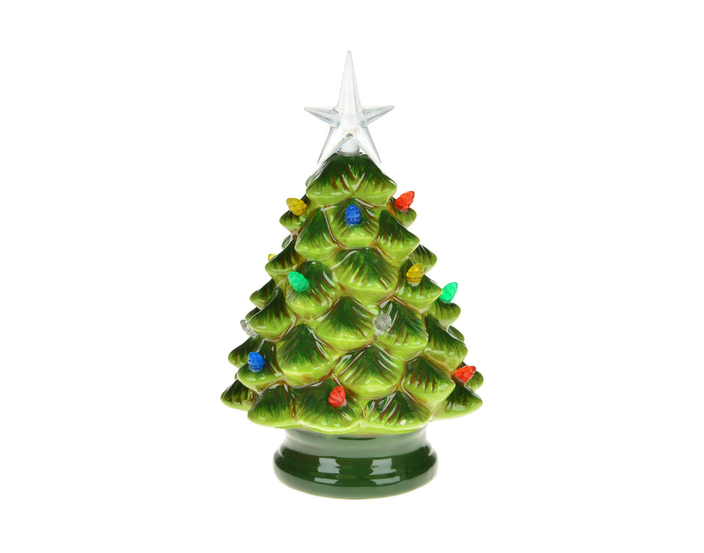 7" Green Ceramic Christmas Tree wlth Colour LED Lights