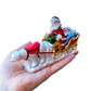 Polar Bear Santa Sleigh Glass Christmas Ornament