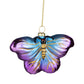 Glass Purple Butterfly Ornament 4.25