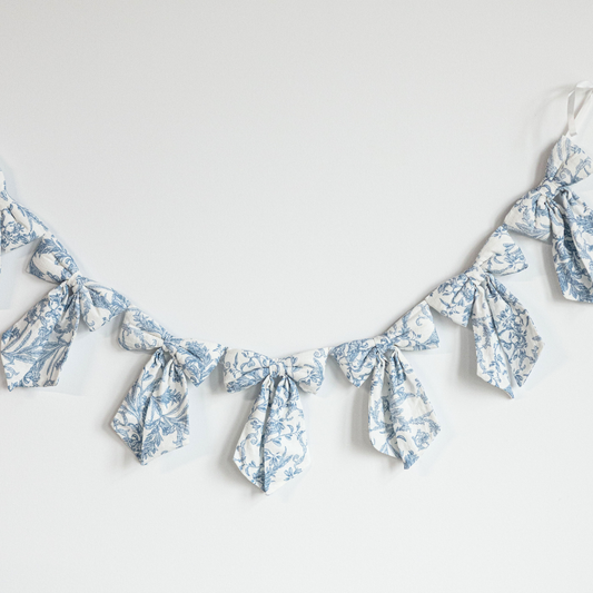 Baby Blue Toile Bow Garland