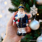 Santa the Ship Captain Glass Ornament