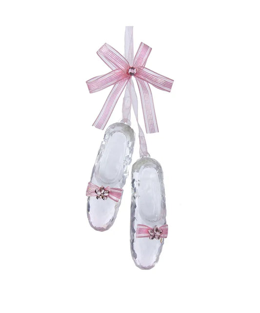 Pink Ballet Shoes With Bow and Jewel Acrylic Ornament