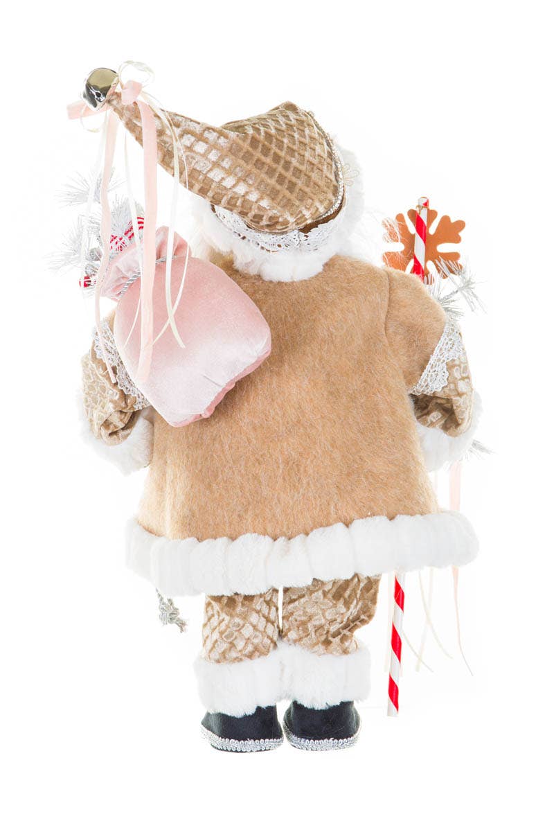 NEW-Cream Gingerbread Santa Figurine W/ Presents