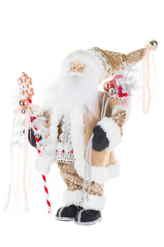 NEW-Cream Gingerbread Santa Figurine W/ Presents