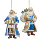 5"RESIN BLUE/GOLD SANTA ORN 2/ASSTD