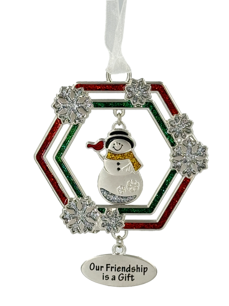 Ornament - Snowman with Cardinal - Our Friendship is a Gift