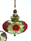 Glass Red & Olive Reflector Finial Ornament