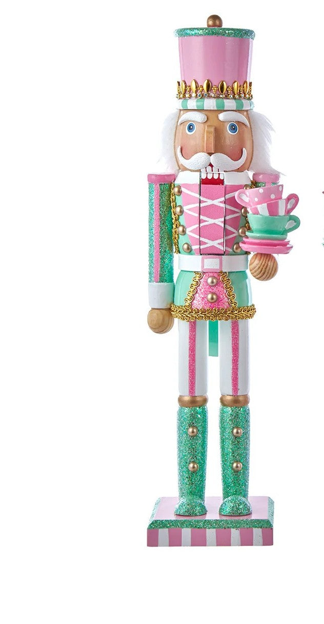15" Pink & Green Tea Party Nutcrackers, 2 Assorted Kurt Adler