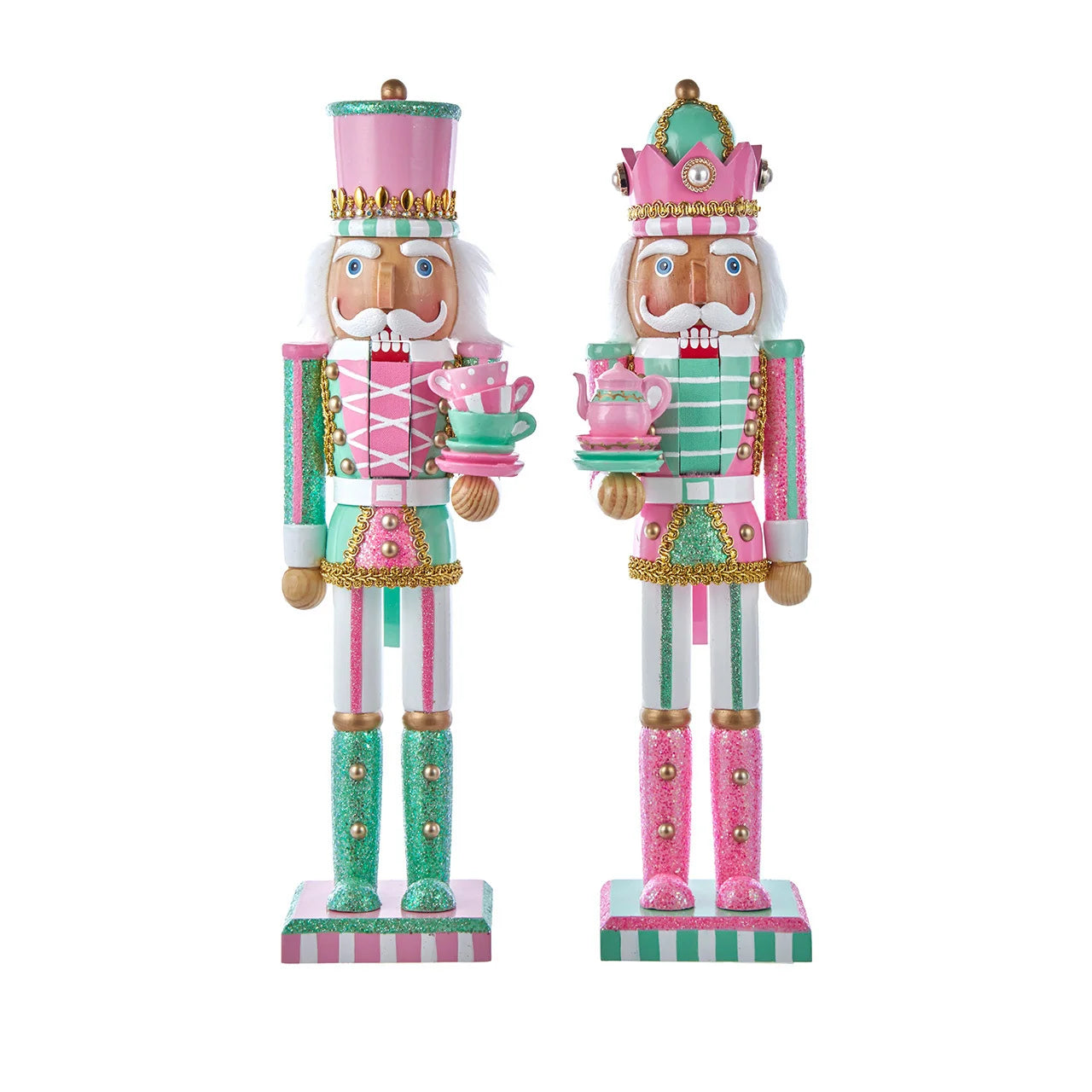 15" Pink & Green Tea Party Nutcrackers, 2 Assorted Kurt Adler