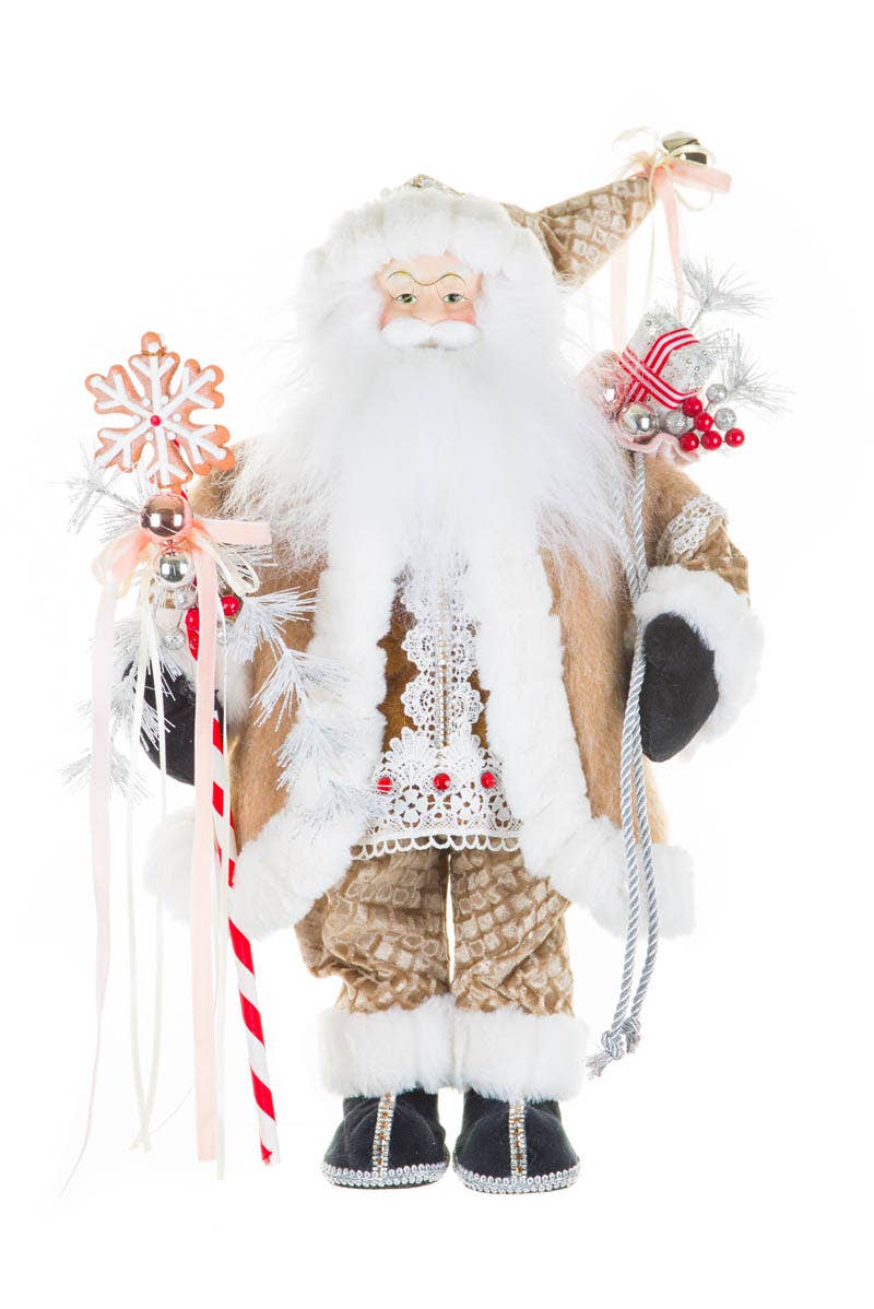 NEW-Cream Gingerbread Santa Figurine W/ Presents