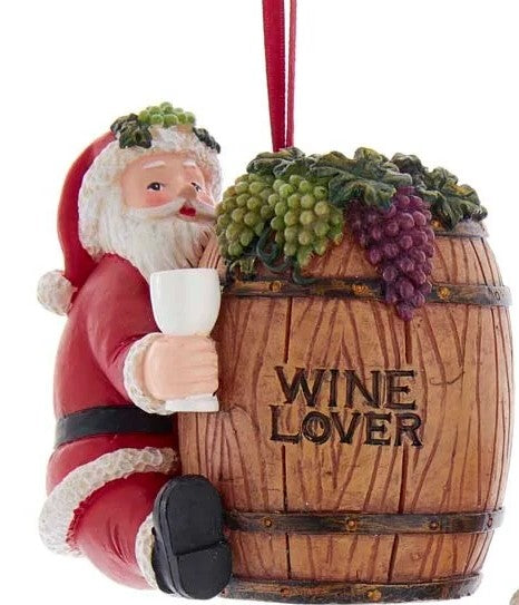 Santa Wine Barrel Ornament.