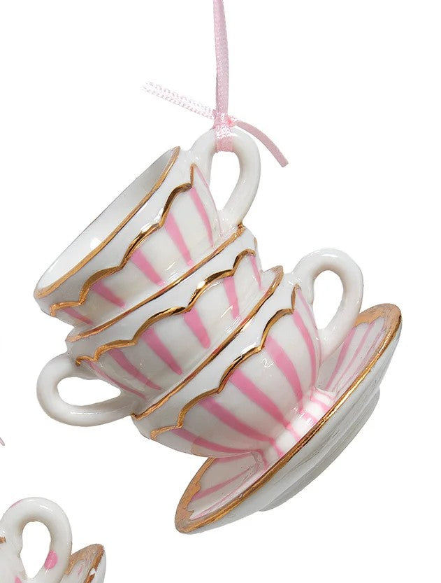 Porcelain Tea Cup Ornaments, 2 Assorted