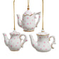 Porcelain Tea Pot With Polka Dots Ornaments, 3 Assorted