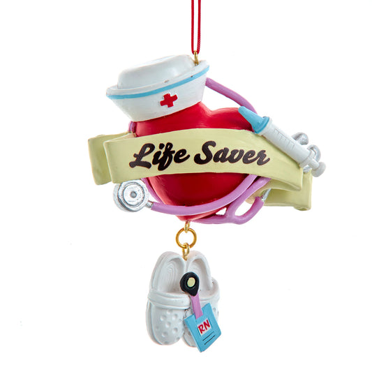 "Life Saver" Nurse Heart With Shoes Ornament