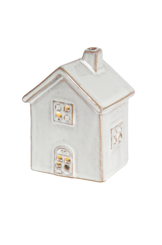 White glazed stoneware house.