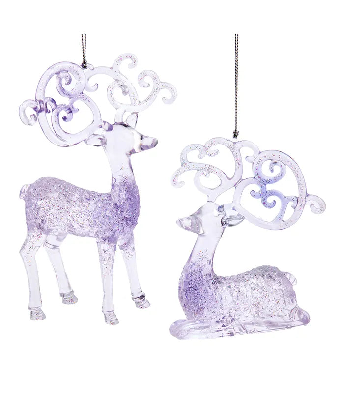 Lavender, Blue and Clear Deer Ornaments. (Set of 2)
