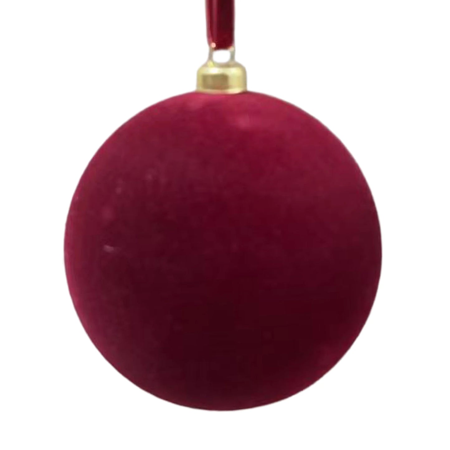 BALL FLOCKED 80MM/3" BURGUNDY (SET OF 4)